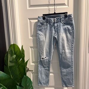 American Eagle Outfitters Light Wash Distressed Skinny Jeans